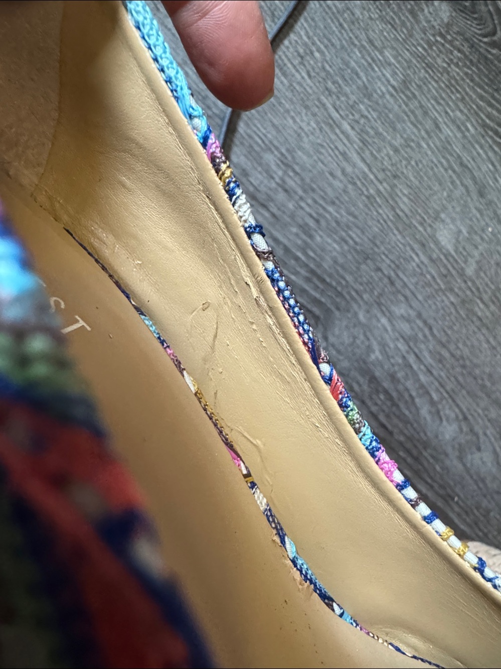 Nine West Multicolor Chevron Peep-Toe Wedge Pumps - Picture 7 of 13